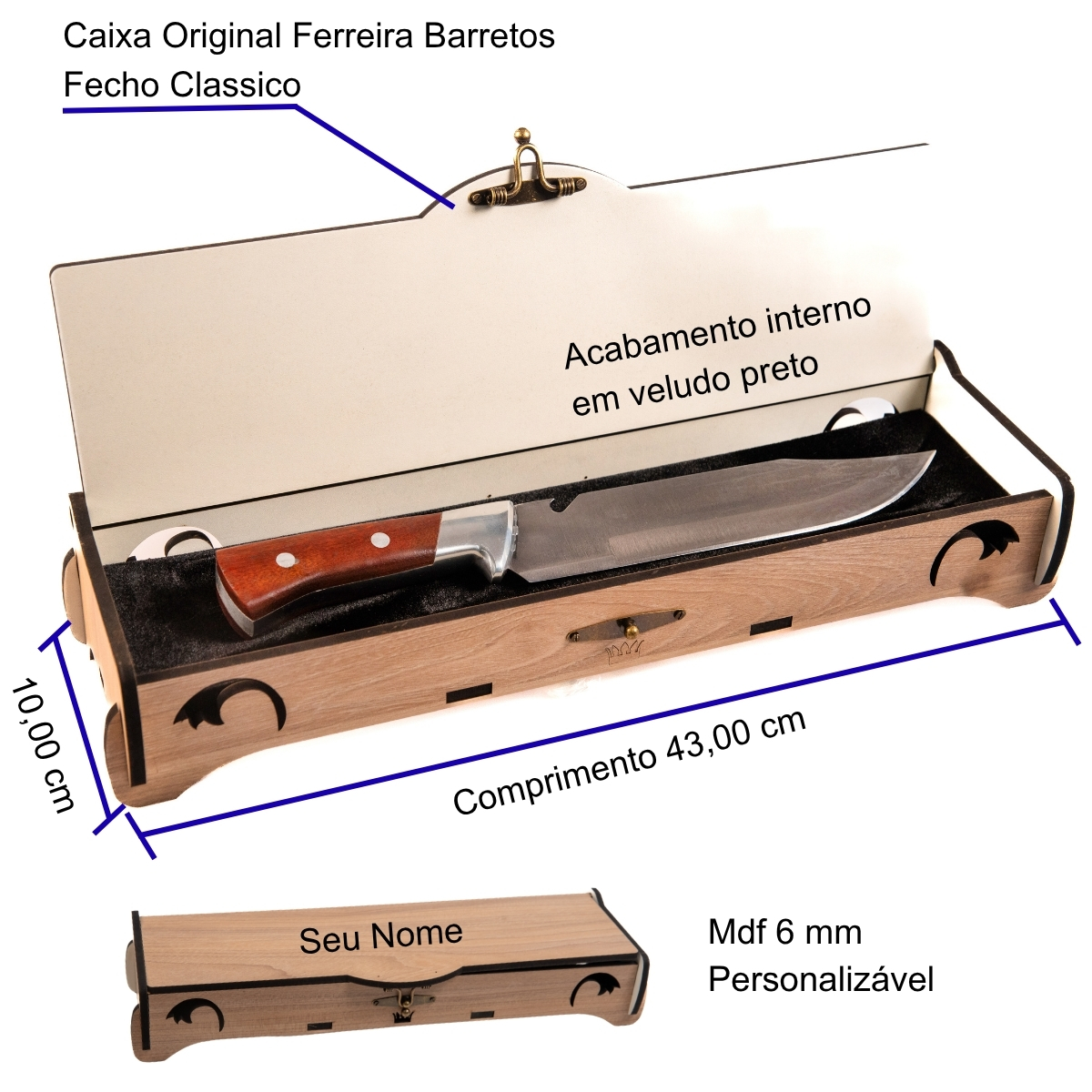 Estojo Premium Solo FB1035 - Faca Artesanal para Churrasco com Abridor de Garrafa Integrado
