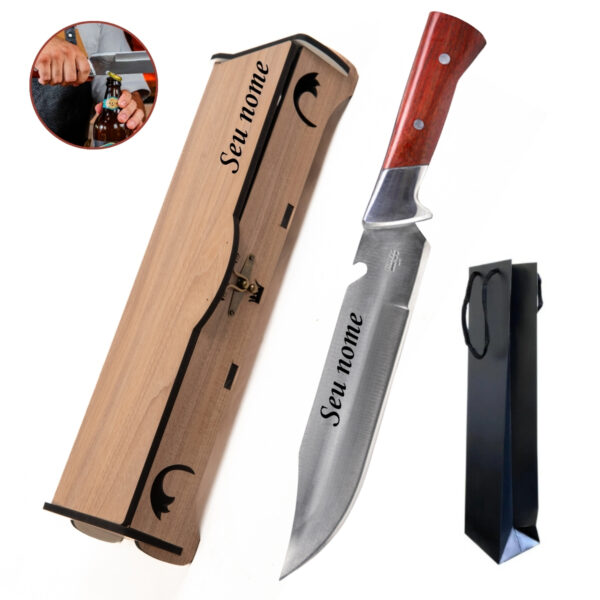 Estojo Premium Solo FB1035 - Faca Artesanal para Churrasco com Abridor de Garrafa Integrado